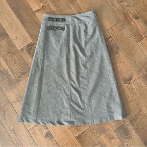 Grey Maxi Skirt with Brown Buckles